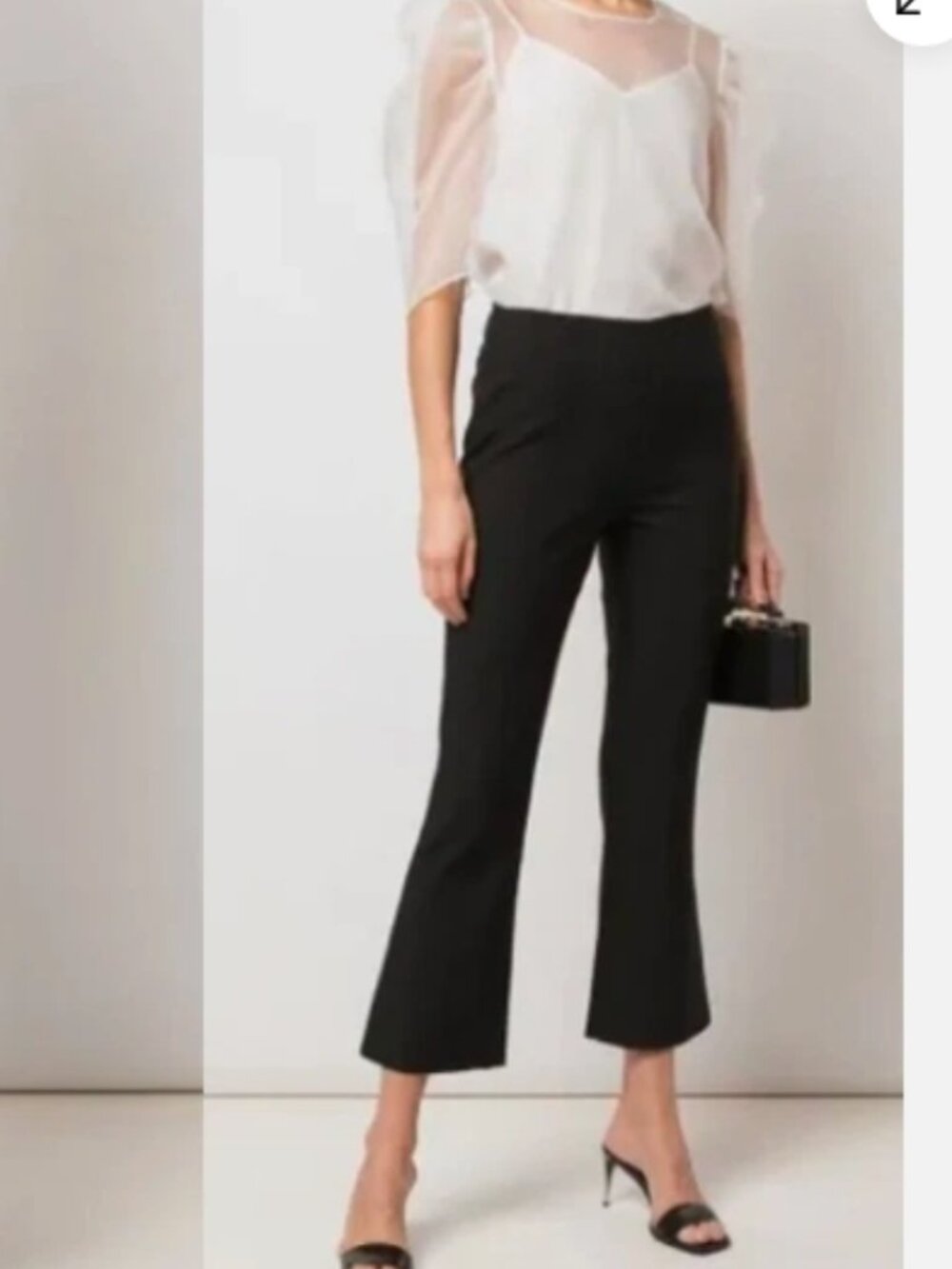 NWOT Cinq a Sept Slit Flare Cropped Pants Side Zipper Black Size 2